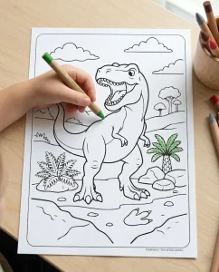Unutrašnji list bojanke za dečake - dinosaurus
