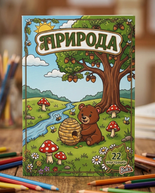 Bojanka za decu priroda ilustracija pejzaža pdf za štampanje